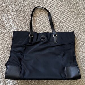 Tory Burch Navy Blue Tote with Black Accents
